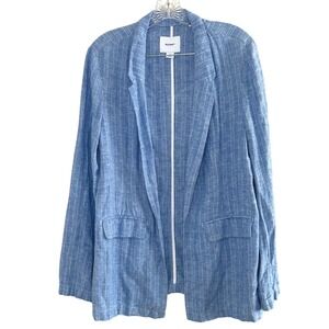 Old Navy Women's Blue Stripe Linen Blend Blazer Jacket Size M summer costal